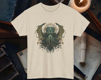 Camiseta de Eldritch Cthulhu, camiseta de terror Lovecraftian única, ropa de arte gráfico de terror cósmico, camiseta de algodón suave Unisex, camiseta de terror