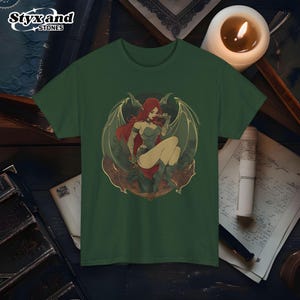 Camiseta con dibujo animado de diosa demonio súcubo, estilo anime, hechicera, tentadora, demonio, mitología griega, academia oscura, diosa, arte, regalo