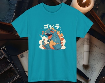 Vintage Godzilla T Shirt, Retro Kaiju Monster Tee, Anime Style Godzilla Shirt Gift for Movie Fans, Giant Lizard Graphic, Film Merchandise