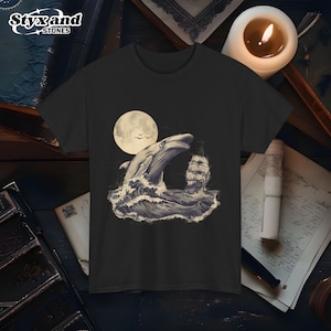 Moby Dick Vintage Design Graphic Tee Classic Literature T Shirt for Book Lovers Retro Whale Art Shirt Vintage Literature Tee Moby Dick Shirt