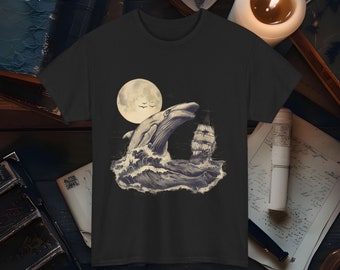 Moby Dick Vintage Design Graphic Tee Classic Literature T Shirt for Book Lovers Retro Whale Art Shirt Vintage Literature Tee Moby Dick Shirt
