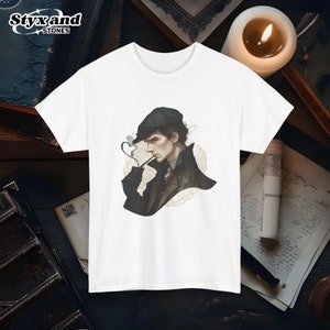 Camiseta gráfica de Sherlock Holmes y Watson, Arthur Conan Doyle, inspirada en detectives misteriosos, amante de los libros de Baker Street, regalo de arte literario clásico
