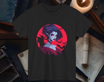 Vampir Königin T-Shirt Gothic Vampir Grafik T-Shirt Vintage Style Horror Shirt Unisex Halloween Kleidung Geschenk für Gothic und Horror Fans