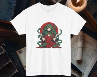 神話のメデューサ Tシャツ ギリシャ神話グラフィックTシャツ ゴルゴンモンスターアート ユニセックス カジュアルアパレル ユニークなオタクギフト