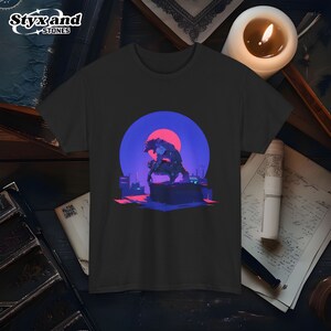 Cyberpunk Werewolf Shirt Futuristic Sci-Fi Werewolf Lycanthrope Halloween Werewolf Art Ninja Moon T-Shirt Sigma Wolf Shirt Alpha Apparel Black