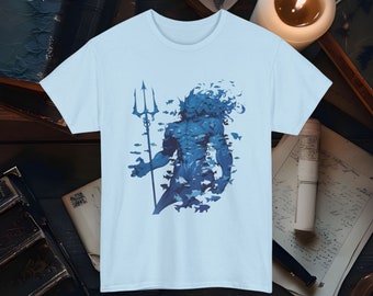 Poseidon God of the Sea T-Shirt Greek Mythology Ocean Tee Trident Poseidon Graphic Shirt Nautical Themed Gift Unisex Mythical Fish Appare