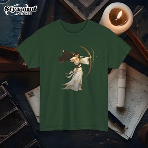 Artemis Diosa de la Caza Camiseta Mitología Griega Camiseta Tiro con Arco Artemis Camisa Gráfica Amante de la Naturaleza Regalo Unisex Diosa Ropa