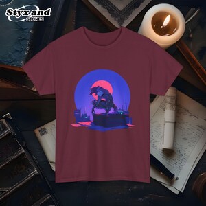 Cyberpunk Werewolf Shirt Futuristic Sci-Fi Werewolf Lycanthrope Halloween Werewolf Art Ninja Moon T-Shirt Sigma Wolf Shirt Alpha Apparel Maroon