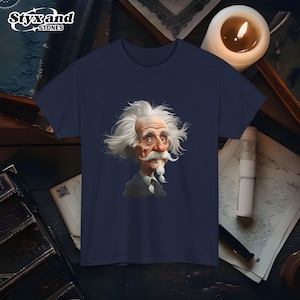 Albert Einstein Tee Shirt Cartoon Lightbulb Mad Scientist Graphic T Shirt Science Lover Tee Geeky Nerd Gift Educational Shirt for STEM Fans