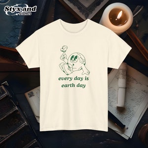 Todos los días es el Día de la Tierra Madre Naturaleza Vintage Retro Ropa de calle Camiseta gráfica Cambio climático Arte medioambiental Salvar el planeta Amante Dibujos animados