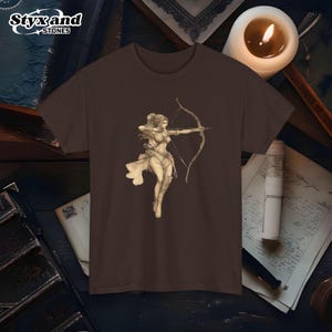 Camisa con dibujo de arco y flecha de Artemisa, dibujo de ángel, hada, fantasía, regalo para fanáticos del anime, disfraz de cosplay de mitología griega