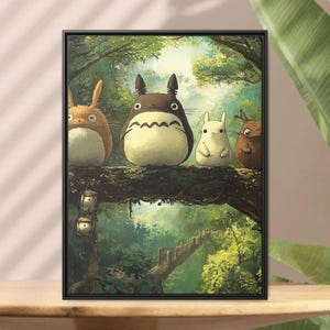Lienzo flotante inspirado en anime, estilo cottagecore, impresión artística de pared con marco flotante, regalo único para decoración del hogar, dibujos animados japoneses para ti.
