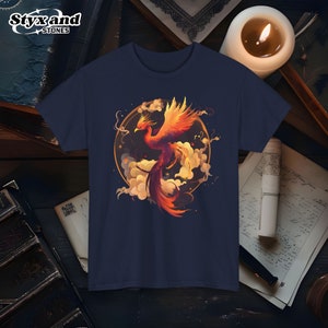Camiseta unisex con dibujo de fénix, camiseta gráfica de fantasía mitológica, camiseta de pájaro mítico, regalo bonito para amantes de la mitología, ropa de fantasía, mitología griega