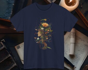 Mutter Natur Erde Tag Fee Cottagcore Grafik T-Shirt für Frauen Mythologische Fantasie Planet Erde Mutter Göttin Rettet den Planeten Achtsames Geschenk