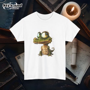 Cartoon Krokodil T-Shirt Unhinged Tim Burton Tier Grafik T-Shirt Skurril Eccentric Kunst Bekleidung Unisex Soft Cotton Top Unhinged Shirt