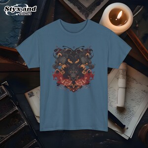 Dragon Wolf T-Shirt Fantasy Creature Art Unique Mythical Dragons Tee Lycanthrope Apparel Draconic Lone Wolf Shirt Dark Gothic Fantasy Shirt