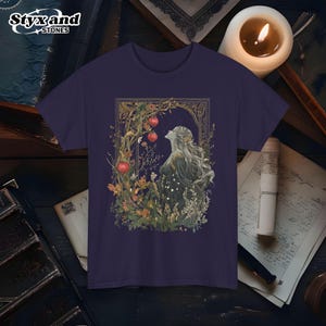 T-shirt de carte de tarot Perséphone, motif grenades Académie sombre, chemise princesse lune mystique, vêtements de la mythologie grecque