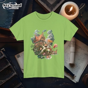 Maglietta Grimm&#39;s Fairy Tales, Gothic Cottagecore Unisex Heavy Cotton, Fiabe Fantasy Hansel e Gretel, Maglietta Dark Fantasy, Libro Vintage