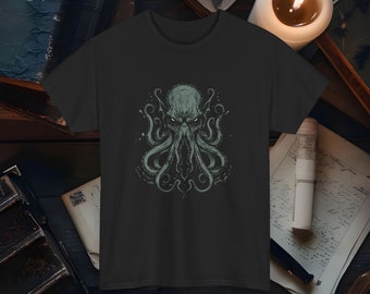 Camiseta de Eldritch Cthulhu, camiseta única con gráfico de terror Lovecraftian, ropa de arte de terror cósmico, camiseta de algodón suave Unisex, camiseta de terror