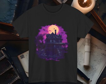 Haunted House Graphic Tee Spooky Halloween Shirt Gothic Haunted Mansion Art Horror Lover Gift Unisex Scary T-Shirt Dark Academia Gift