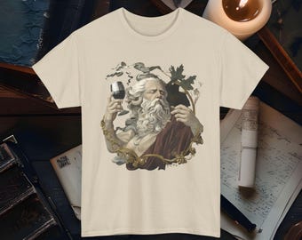 Vintage Dionysus Tee Shirt Greek Mythology Wine God Graphic T-Shirt Bacchus Party Shirt Ancient Greek Themed Gift