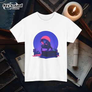 Cyberpunk Werewolf Shirt Futuristic Sci-Fi Werewolf Lycanthrope Halloween Werewolf Art Ninja Moon T-Shirt Sigma Wolf Shirt Alpha Apparel White