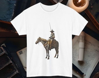 Don Quixote Horse T-Shirt Classic Literature Tee Spanish Knight Design Vintage Literary Art Shirt Gift for Book Lovers Cervantes Tee Shirt