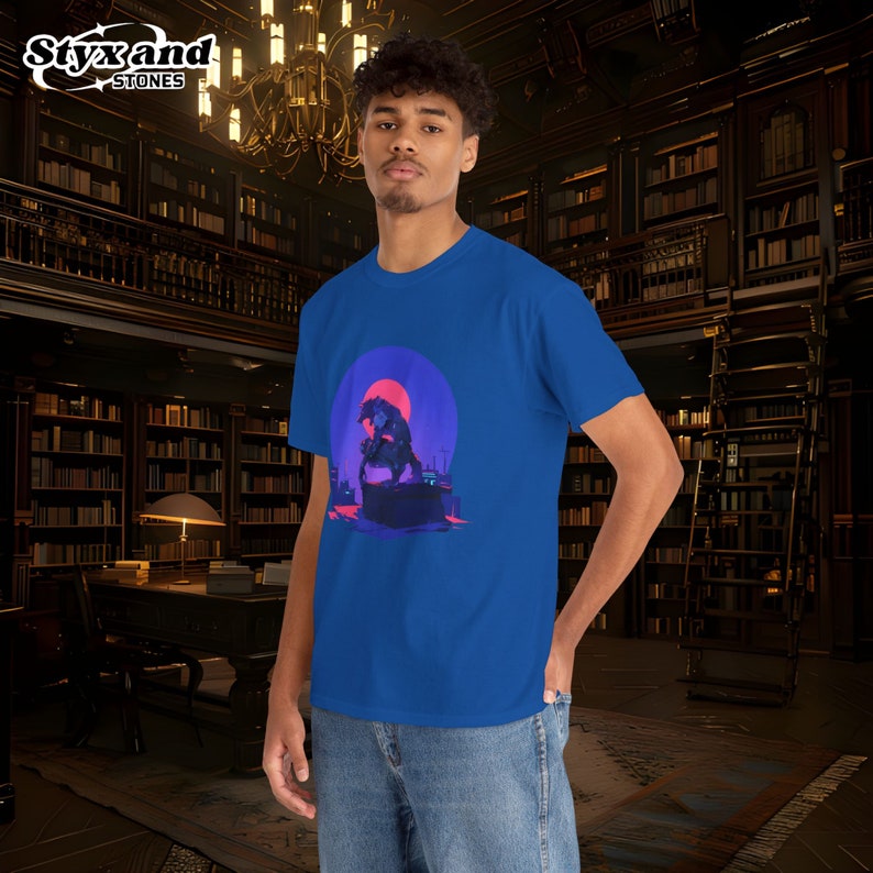 Cyberpunk Werewolf Shirt Futuristic Sci-Fi Werewolf Lycanthrope Halloween Werewolf Art Ninja Moon T-Shirt Sigma Wolf Shirt Alpha Apparel image 8