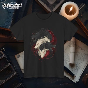 Wolf Dragon T-Shirt Fantasy Creature Art Unique Mythical Dragons Tee Lone Wolf Shirt Draconic Lycanthrope Apparel Dark Gothic Fantasy Shirt