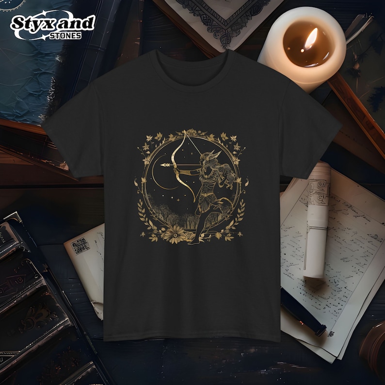 Artemis Goddess of the Hunt T-Shirt Greek Mythology Tee Archery Artemis Graphic Shirt Nature Lover Gift Unisex Goddess Apparel image 9