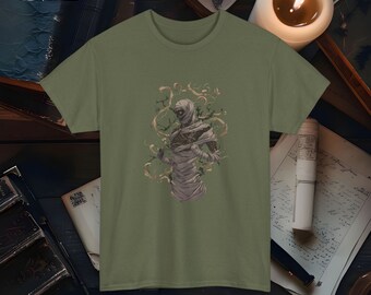 Camiseta de momia espeluznante, camiseta de Halloween de inspiración vintage, linda camiseta con gráfico de momia espeluznante, perfecta para fiestas y regalos de Halloween, camiseta de momia unisex