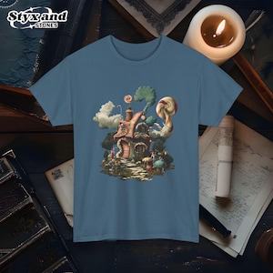 Maglietta Grimm&#39;s Fairy Tales, Gothic Cottagecore Unisex Heavy Cotton, Fiabe Fantasy Hansel e Gretel, Maglietta Dark Fantasy, Libro Vintage
