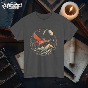 Phoenix T-Shirt Phoenix Graphic Tee Fantasy Art Apparel Mythical Fire Bird Shirt Unique Gift for Mythology Lovers Vintage Style Phoenix Tee
