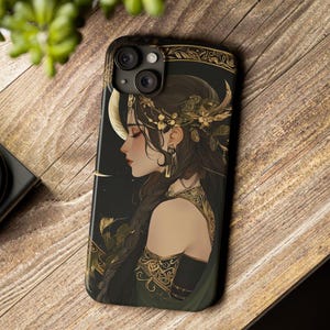 Artemis Göttin der Jagd iPhone Hülle | Gartengöttin Natur inspiriert Slim Case | Flora and Fauna Schutzhülle | Griechische Mythologie Geschenk