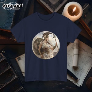 Atenea diosa griega de la sabiduría camiseta mitología guerrero camiseta antigua armadura griega diseño camiseta gráfica de las mujeres regalo para los amantes de la mitología
