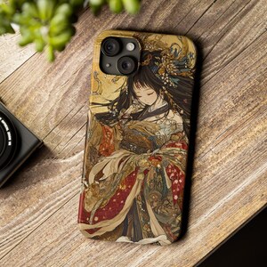 Funda para teléfono con la diosa japonesa Amaterasu / Funda protectora para teléfono de anime / Arte fantástico de mitología japonesa / Regalo peculiar de Harajuku para ella