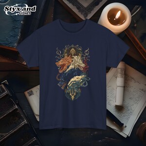 Dragon Wolf T-Shirt Fantasy Creature Art Unique Mythical Dragons Tee Lone Wolf Shirt Draconic Lycanthrope Apparel Dark Gothic Fantasy Shirt