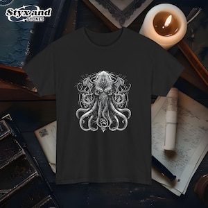 Eldritch Cthulhu Shirt Unique Lovecraftian Horror Graphic T-Shirt Cosmic Horror Art Apparel Unisex Soft Cotton Top Horror Tee Shirt