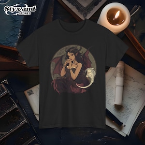 Succubus Demoness Goddess Cartoon Anime Style Graphic Enchantress Temptress Demon Tee Greek Mythology Dark Academia Goddess Art Shirt Gift