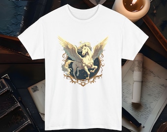 Pegasus Themed Tee Shirt Mythical Creature Graphic Tee Unisex Fantasy Shirt Pegasus Gift Magical Pegasus Art Mythology Lover Gift