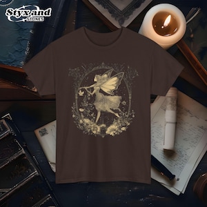 Handmade Fairy Graphic T-Shirt Enchanted Forest Whimsical Fairy Tee Custom Fairy Art Shirt Magical Fantasy Apparel Gift for Fairy Lovers