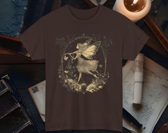 Handmade Fairy Graphic T-Shirt Enchanted Forest Whimsical Fairy Tee Custom Fairy Art Shirt Magical Fantasy Apparel Gift for Fairy Lovers