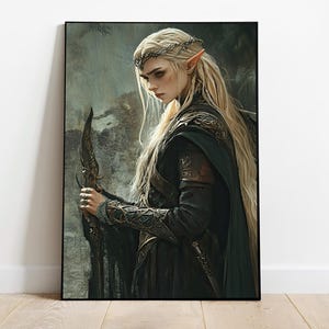 Póster premium de elfo, diseño mitológico de zorra encantadora, arte de reina de las hadas de fantasía, regalo peculiar de Dark Academia para ella