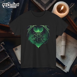 Eldritch Cthulhu T-Shirt Unique Lovecraftian Horror Graphic T-Shirt Cosmic Horror Art Apparel Unisex Soft Cotton Top Horror Tee Shirt