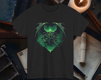 Camiseta de Eldritch Cthulhu, camiseta única con gráfico de terror lovecraftiano, ropa de arte de terror cósmico, camiseta de algodón suave Unisex, camiseta de terror