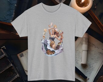 Greek Goddess Birth of Venus Modern Surfer Girl Painting Parody Dark Academia Graphic Tee Gift for Mythology Lovers Greek Mythology Shirt