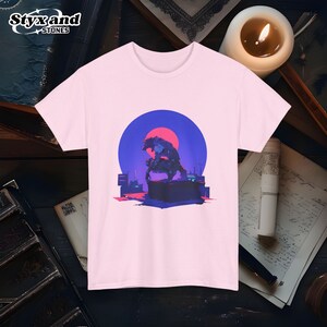 Cyberpunk Werewolf Shirt Futuristic Sci-Fi Werewolf Lycanthrope Halloween Werewolf Art Ninja Moon T-Shirt Sigma Wolf Shirt Alpha Apparel Light Pink