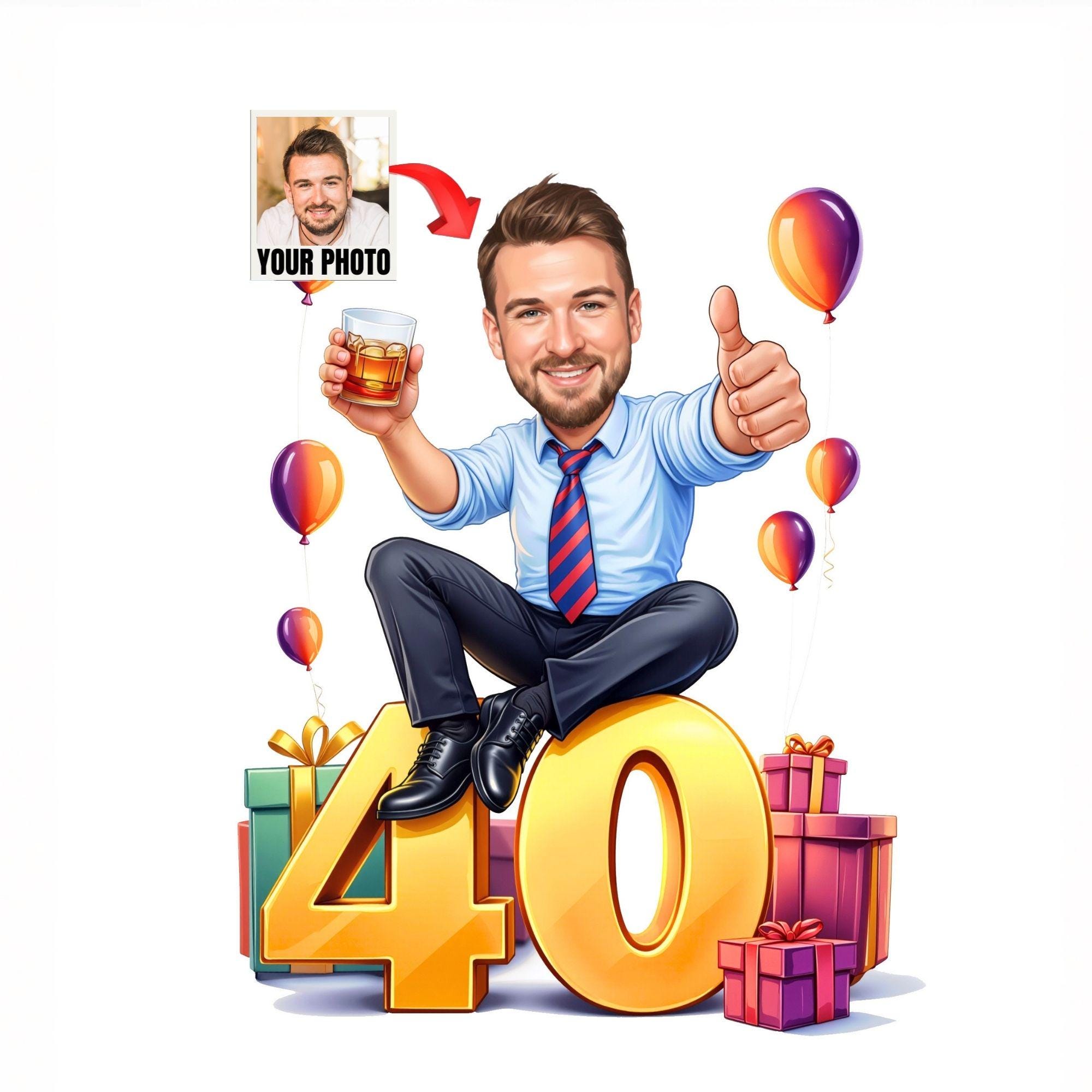 Custom 40th Birthday Caricature from photo