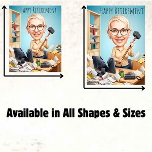 Funny Retirement Caricature, Boss Gift Ideas, Custom Cartoon Portrait for Coworkers, Personalized Office Farewell Gift image 7