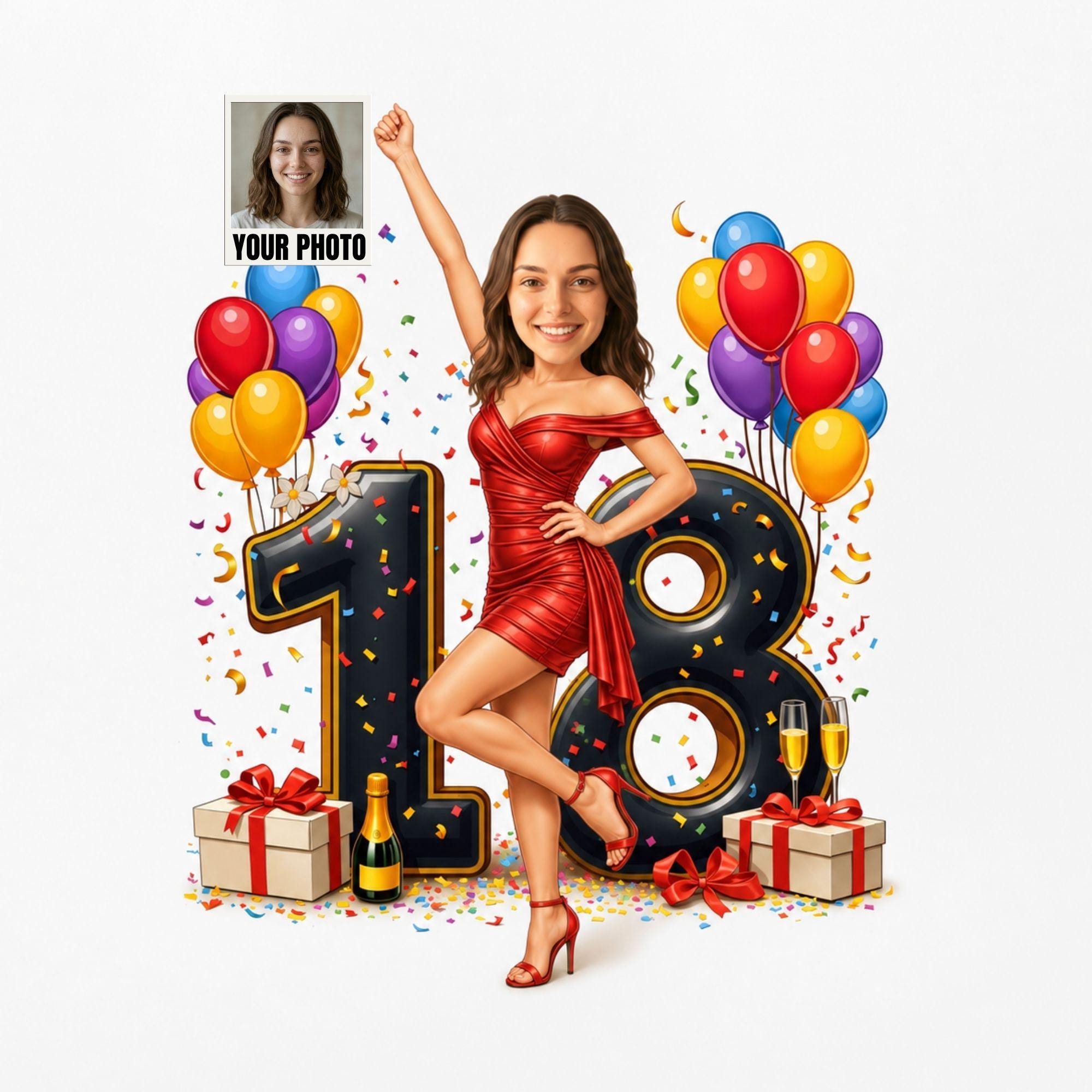 Custom 18th Birthday Caricature from photo